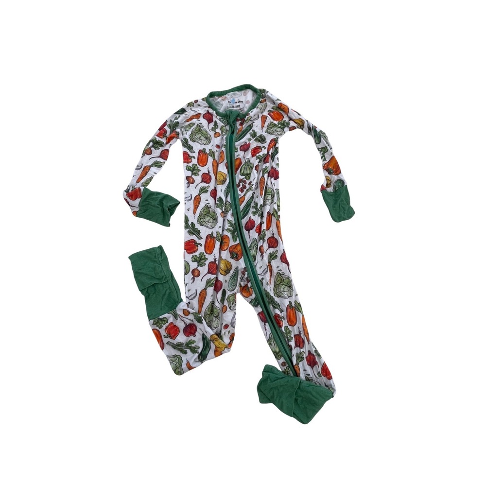 Little One Shop Vegetable Print Bamboo Pajamas 18-24 Months Green‎ zipper I02